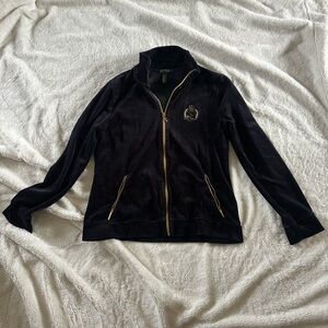 Ralph Lauren Black Bomber Jacket with Gold Zippers